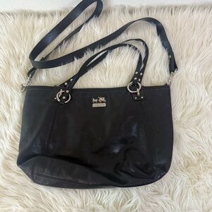Coach Mia black leather tote shoulder bag